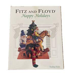 Fitz and Floyd Happy Holidays Stocking Holder 2004 Santa Elf Christmas Tree